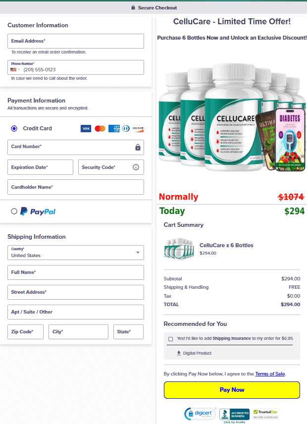 cellucare cellucare-secure-checkout-page